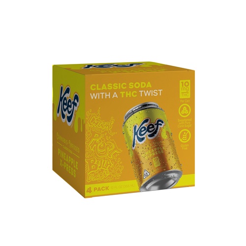 きなこです₊⁎⁺˳✧༚ Keef Pineapple X-press Soda 10mg Delta 9 • 4pk Can | Spec's Wines